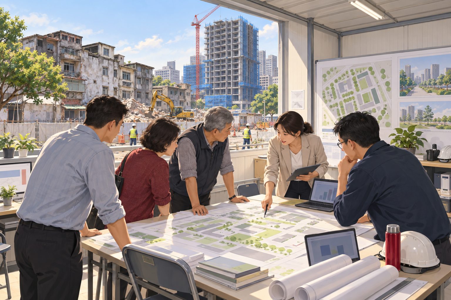都市更新、危老重建與土地開發示意圖