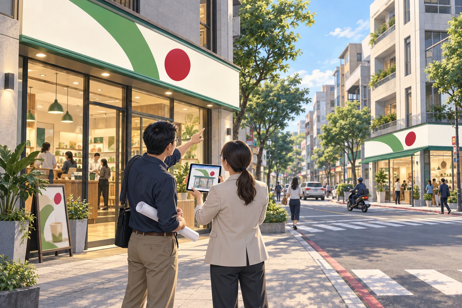 連鎖品牌招牌規劃與法規建議示意圖