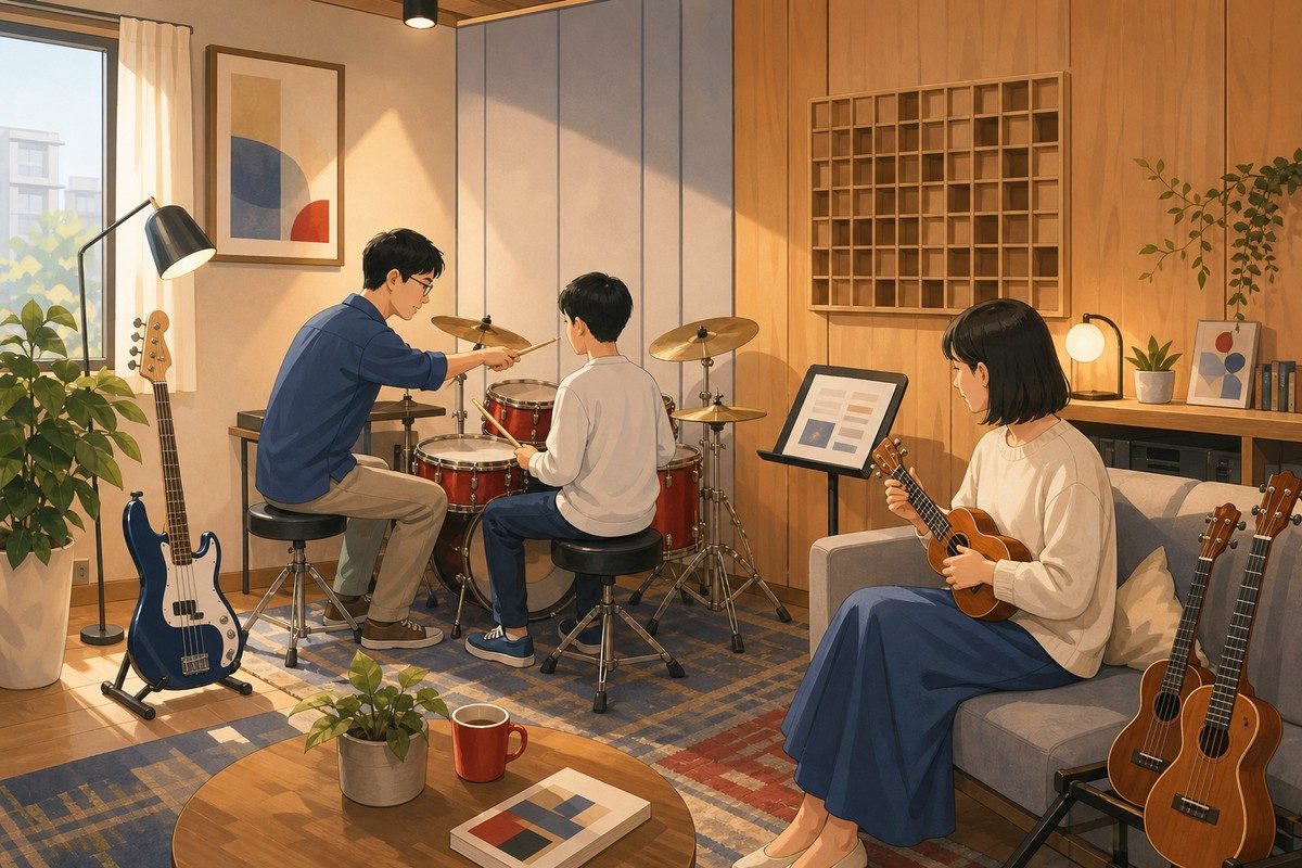 流行樂器一對一與小班課示意圖